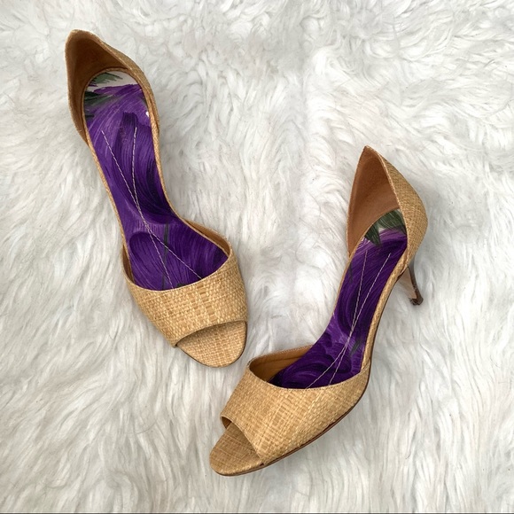 Kate Spade Eden Raffia Peep Toe Heels - Picture 1 of 9